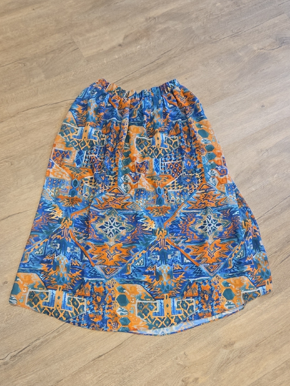 Vintage Pierre Cardin Blue and Orange Patterned Maxi Skirt